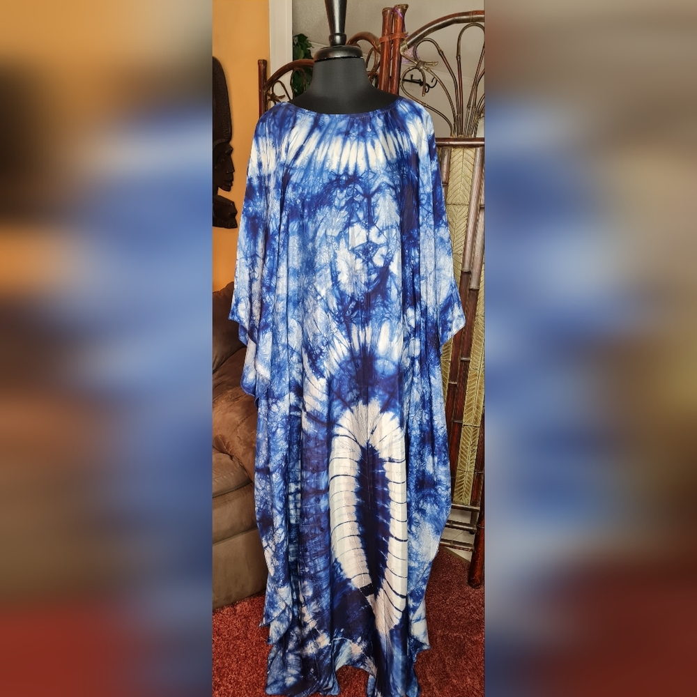 Adametu Collection Blue Tye dye Bubu Dress
